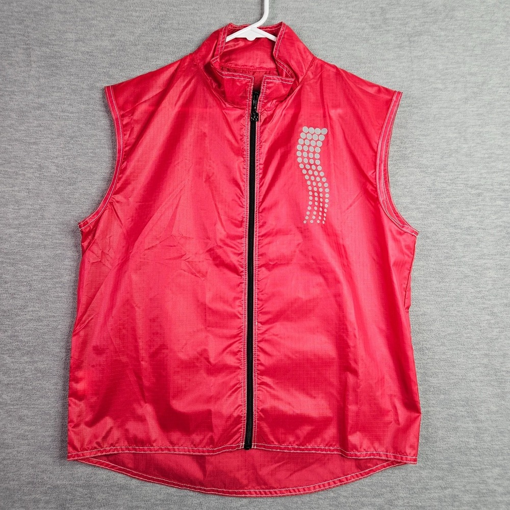 De Soto Cycling Vest Red Zip Front Lightweight Performance Size M